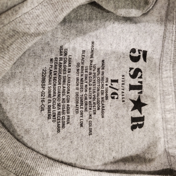 👛5Star Large Gray and White American Flag Tee - Picture 3 of 4